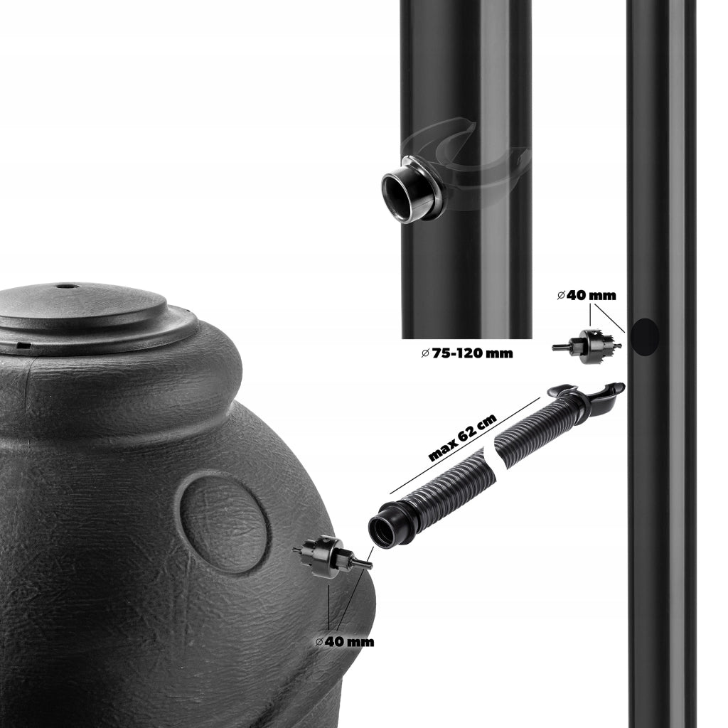 Serbatoio per acqua piovana KADAX da 360 litri, contenitore per acqua con rubinetto e grande recipiente.