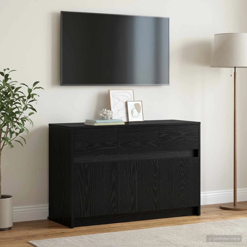 Mobile TV 91 x 34 x 61 cm Rovere Nero Legno ingegnerizzato 8010330