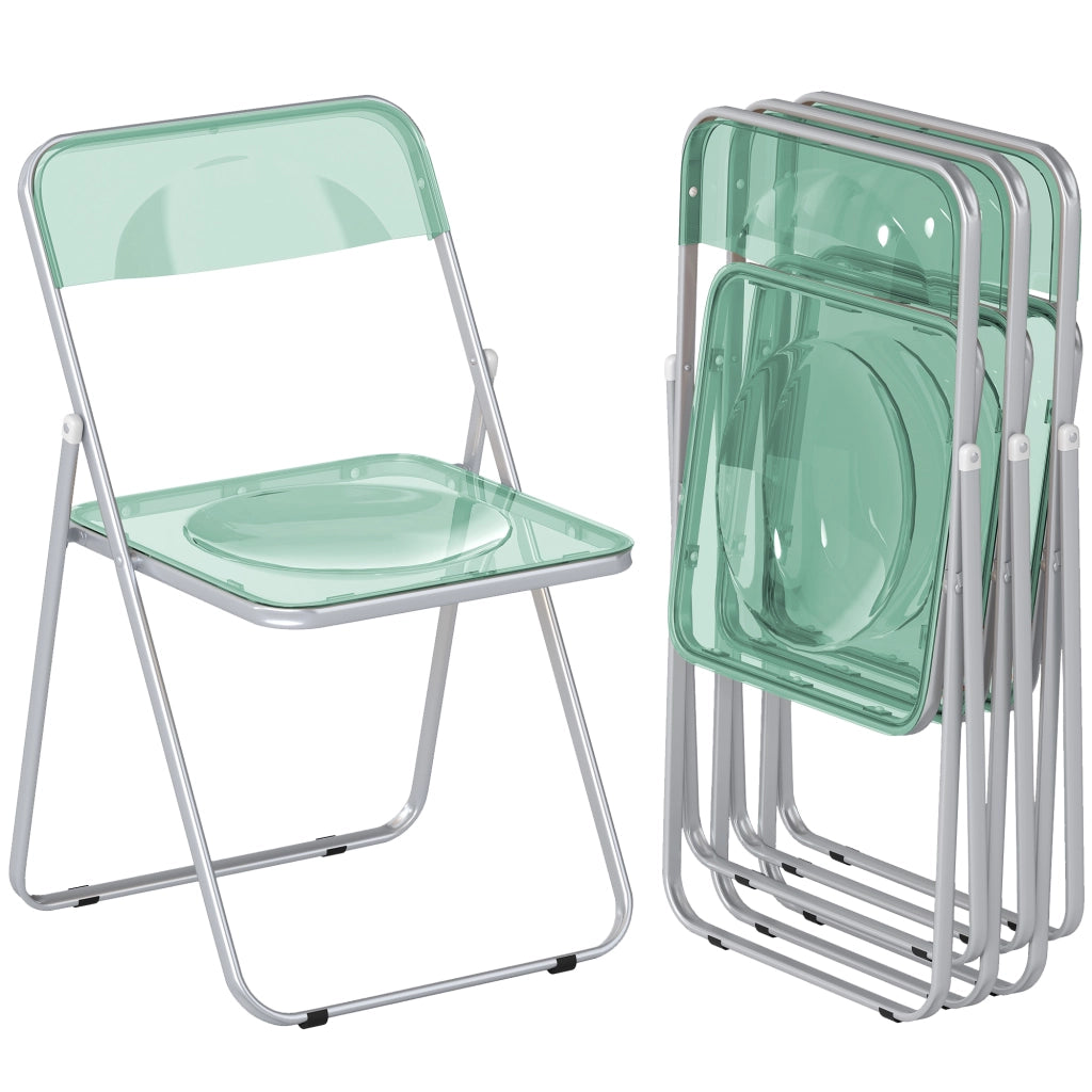 Set da 4 Sedie Pieghevoli in Acrilico Trasparenti. Verde