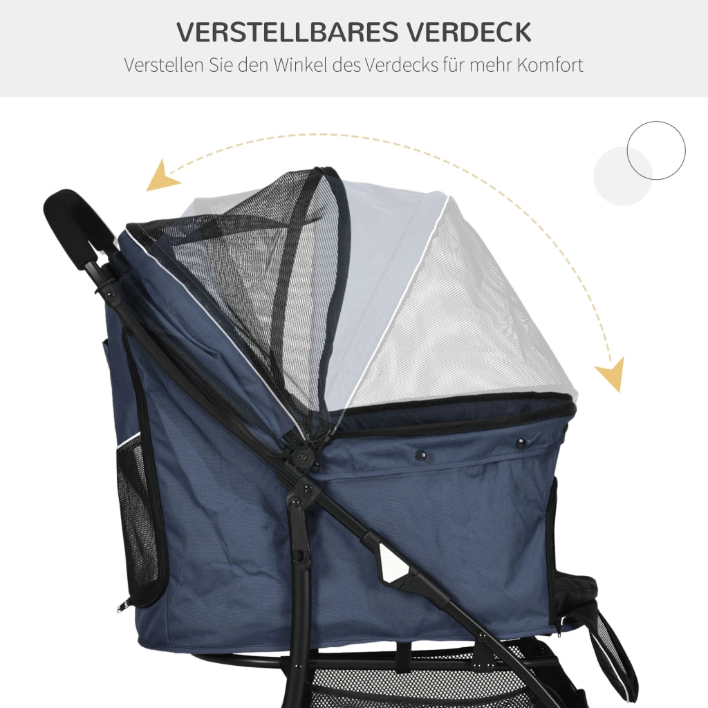 Carrello per Cani Pieghevole con Cestino e Cuscino ¨C Zephmum ¨C Grigio 81x48x99 cm