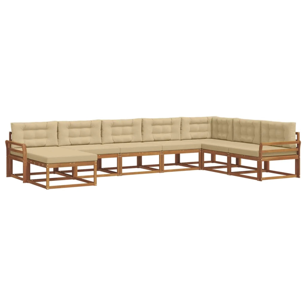 Set di divani da esterno con cuscino 8 pcs Naturale e Beige 3368001
