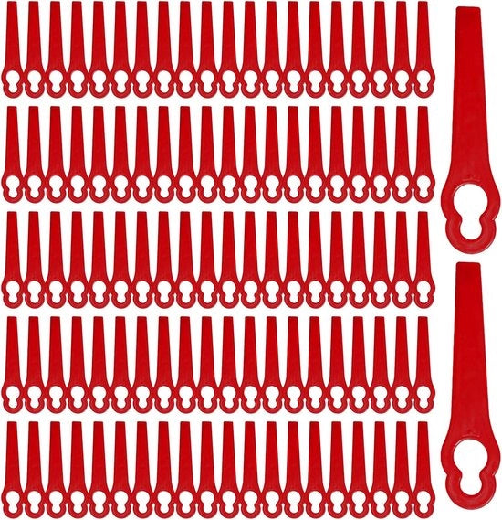100 Pezzi di Lame di Rimpiazzo in Plastica per Motoseghe - 83 mm Lame di Taglio Rosse per Trimmers Senza Fili