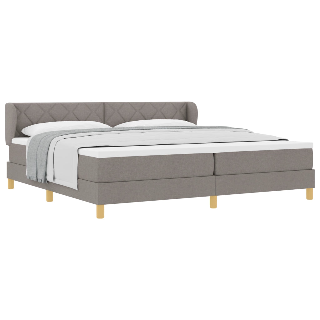 Letto a Molle  con Materasso in Tortora, 200x200 cm, Tessuto