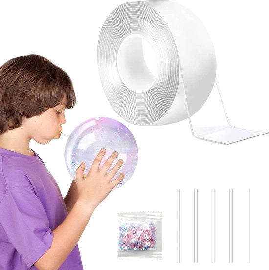 Kit per bolle per bambini - bolle con glitter e 50 canne - bolle elastiche kit per fai-da-te per bambini - gadget per feste - 3 m x 3 cm x 1 mm