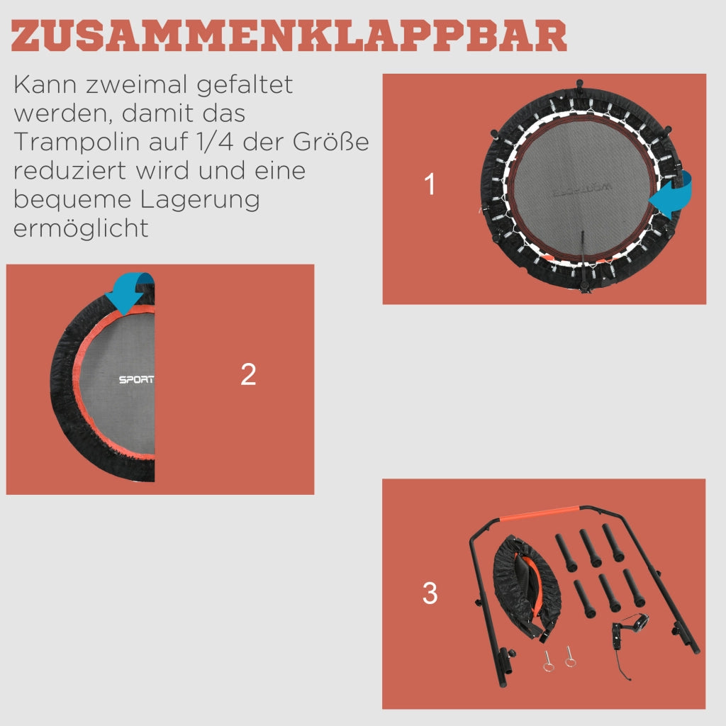 TRAMPOLINO Fitness Ø102 cm Nero in plastica con manico regolabile