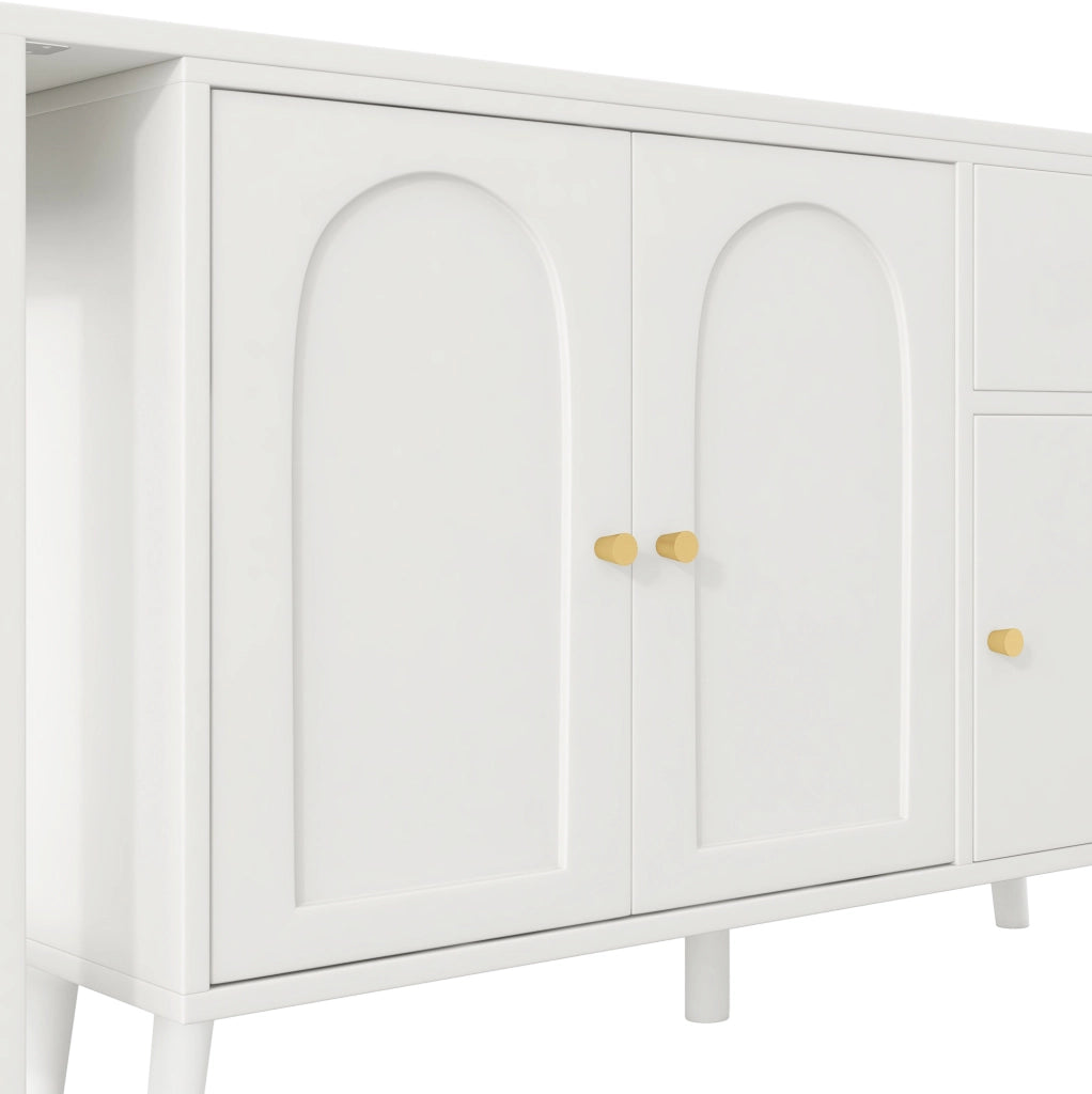 Scrivania 2 in 1 girevole 360° con sideboard; 120x40x74;5 cm; bianco in truciolare