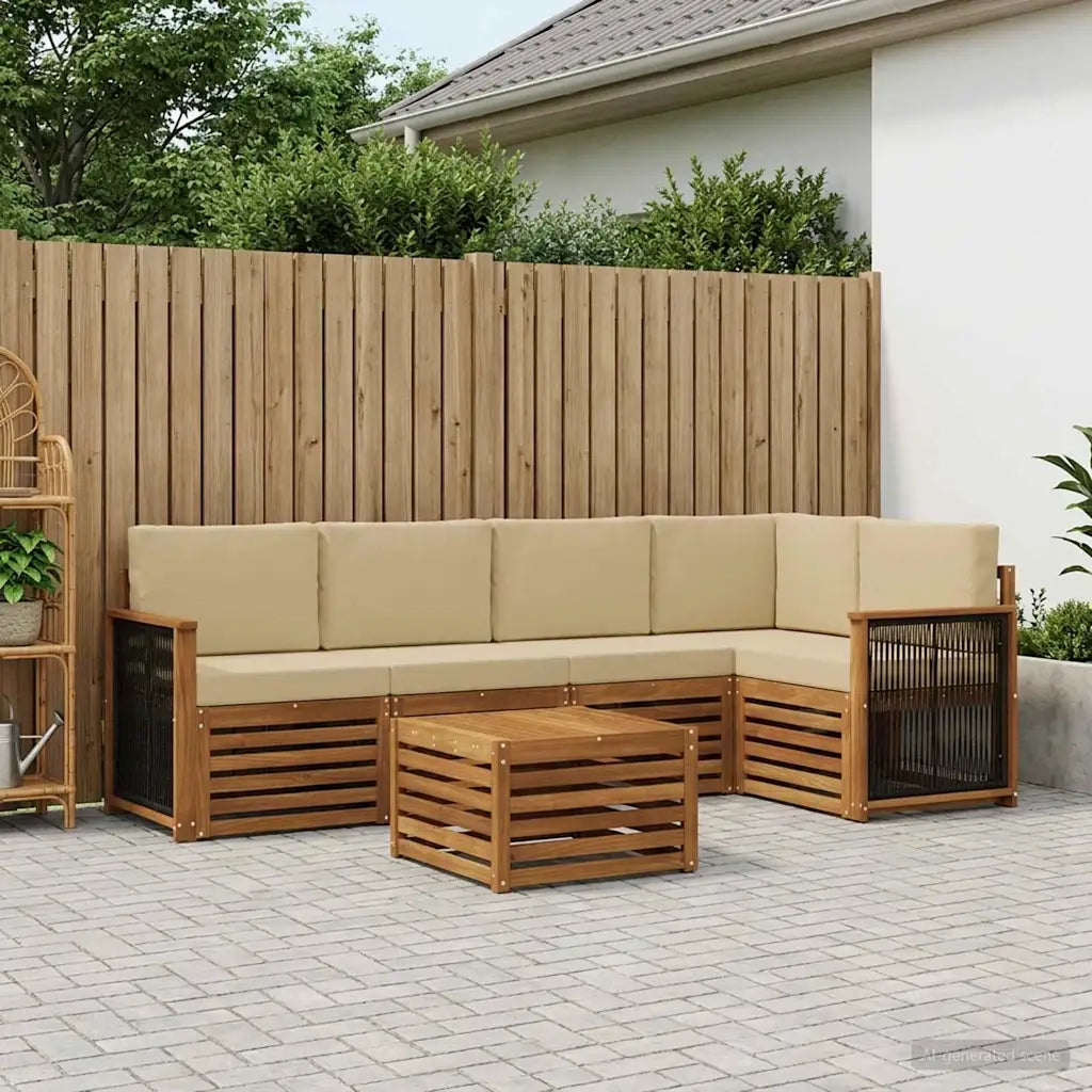 Set divano sezionale con cuscino 5 pcs Naturale 3384384