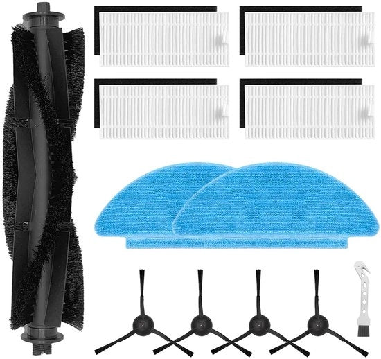 Accessori per aspirapolvere robot - 1 Rollo a spazzola - 4 Filtro - 2 Panno per pavimenti - 4 Spazzola laterale - Spazzola principale migliorata - Accessori per aspirapolvere robot