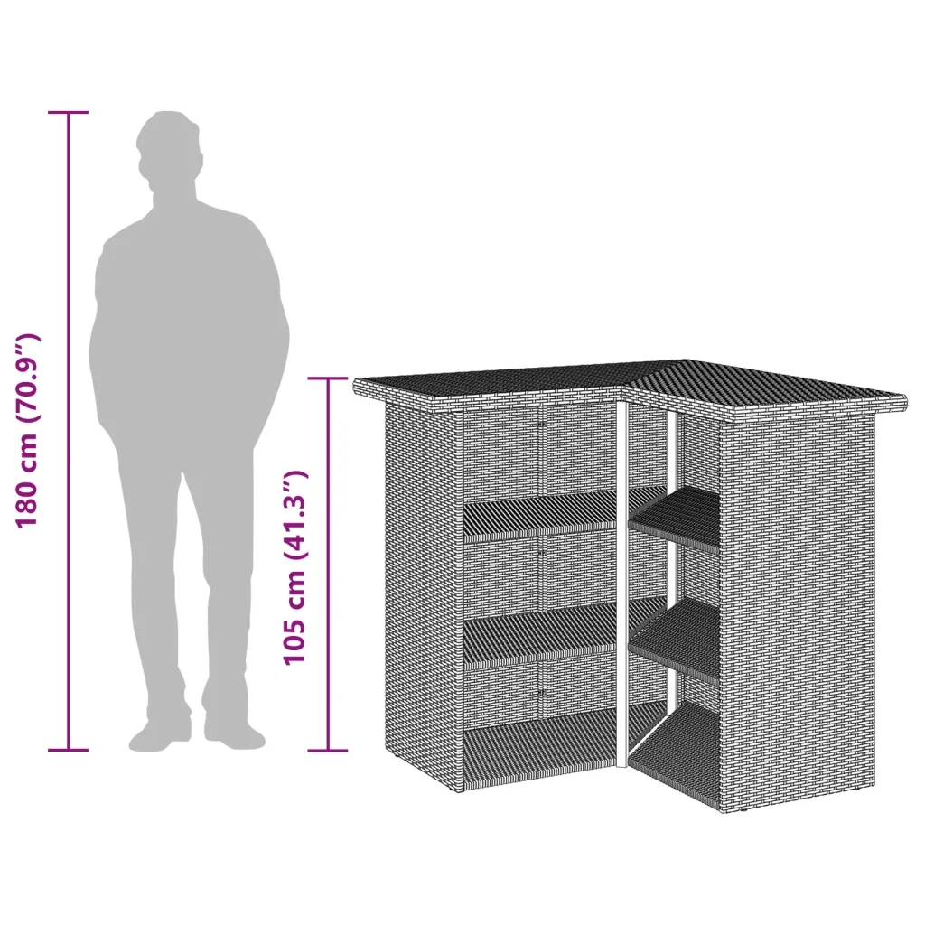 Set Bar da Giardino 5 pz con Cuscini in Polyrattan Grigio