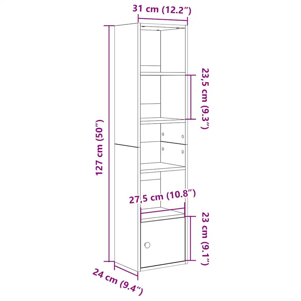 Libreria Grigio Cemento 31x24x127 cm in Legno Multistrato 860349