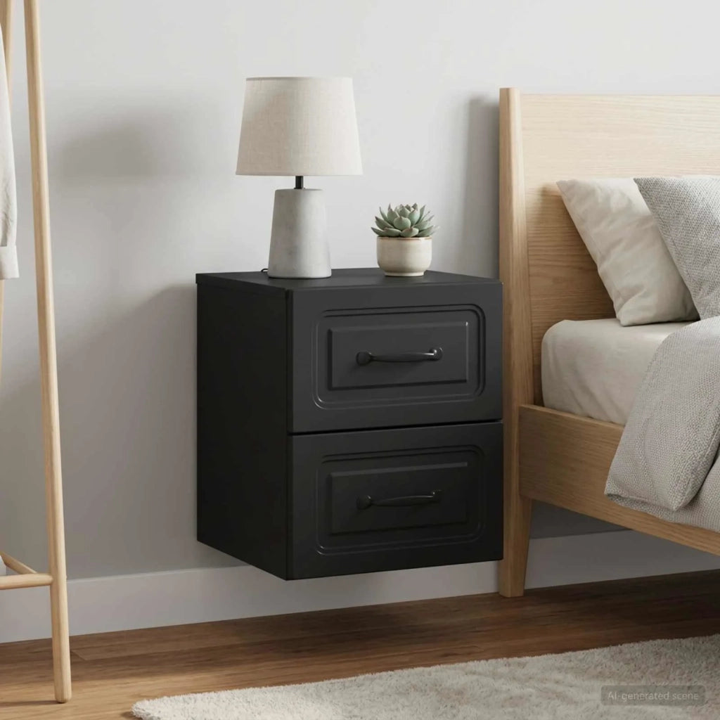 Mobiletto da notte a muro 2 pcs Nero 34,5 x 33 x 40 cm 899318