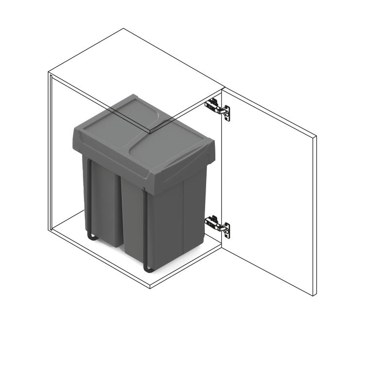 Contenitore per mobili Recycle da agganciare all'anta, 1 contenitore estraibile da 15 lt, Grigio antracite, Tecnoplast..