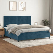 Giroletto a Molle con Materasso Blu Scuro 200x200 cm in Velluto 3143167