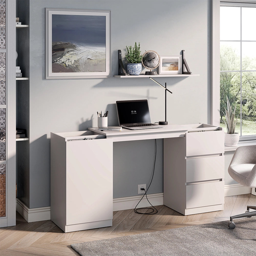 Cassettiera con funzione scrivania Varino Bianco 80 x 75.5 cm estensibile Vicco