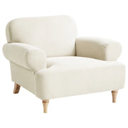 Poltrona Beige Poliestere Tessuto Gambe di legno Retro Minimalista Mobili Soggiorno