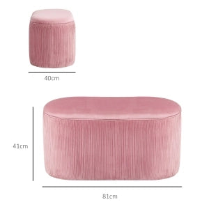 Panca contenitore rosa in stile rétro con rivestimento effetto velluto, 81 x 40 x 41 cm