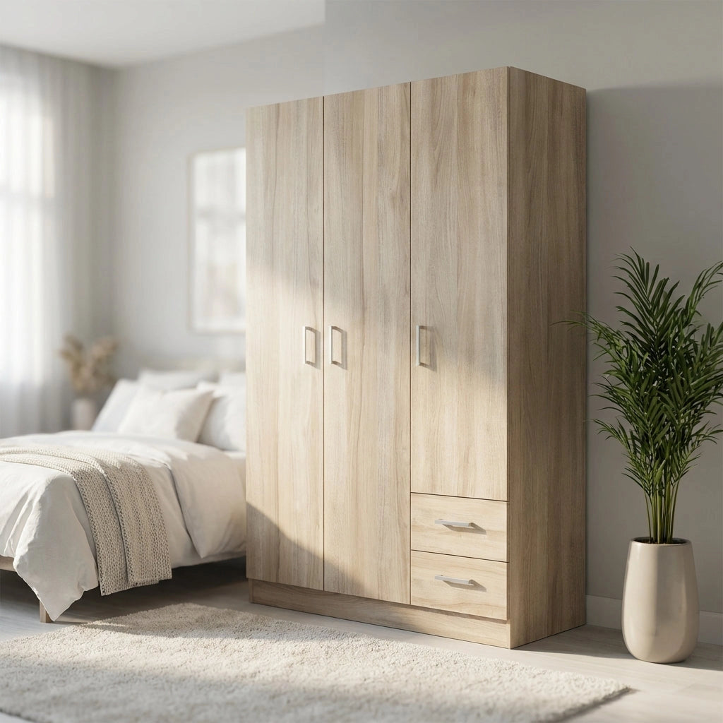 Armadio con 3 ante 2 cassetti in Legno Composito cm 120x52x190 - JOEY