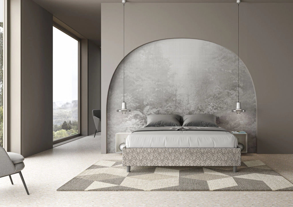 Letto Matrimoniale Sommier 160x210 cm con Rete e Contenitore Azelia Era 02 Grigio