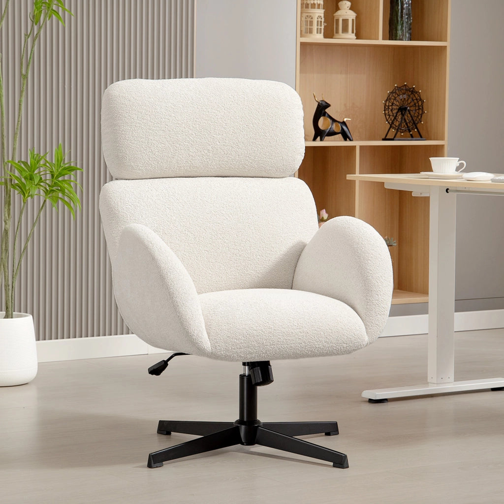 Sedia da ufficio con rivestimento in tessuto ¨C zephmum ¨C crema, metallo, altezza regolabile