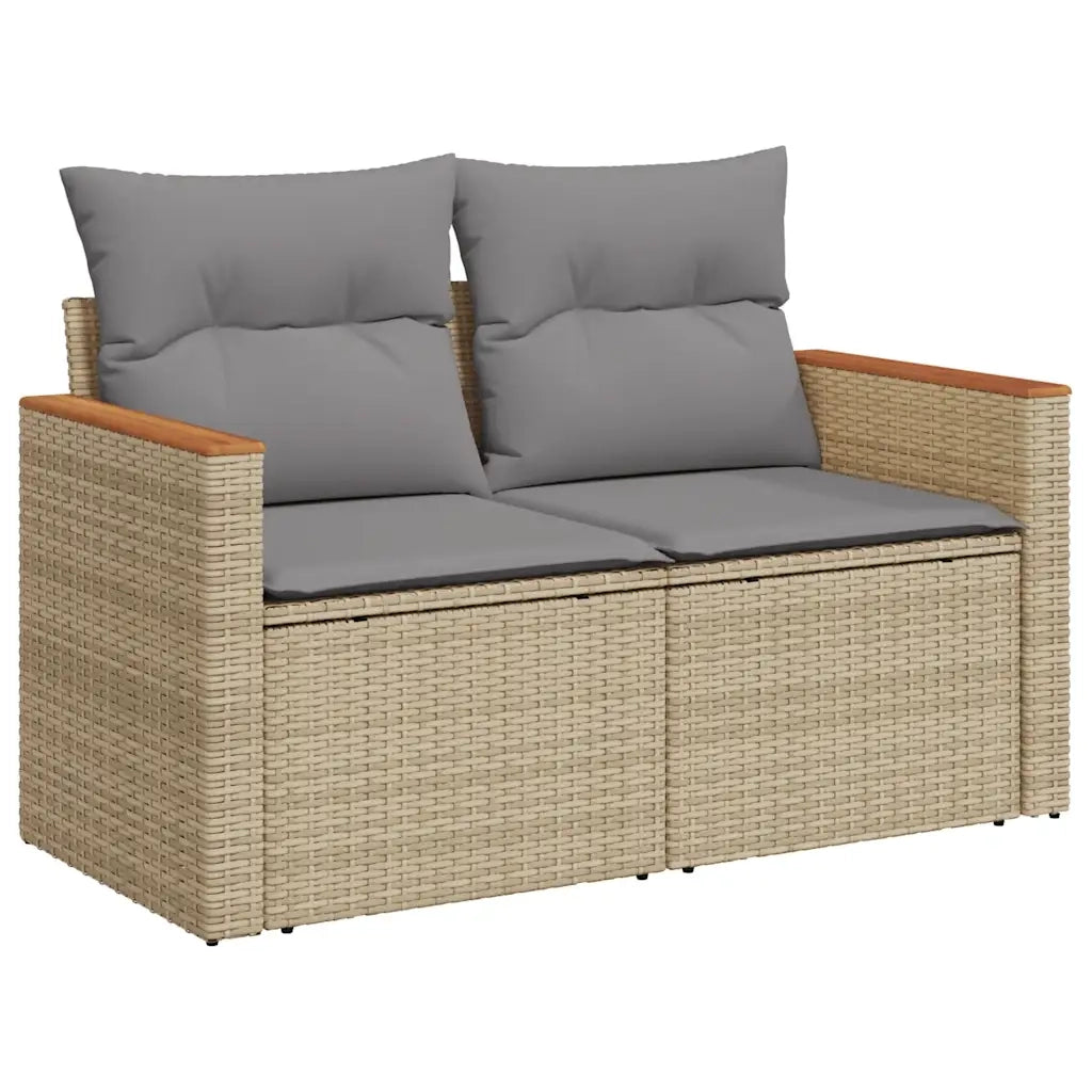 Divano da Giardino con Cuscini a 2 Posti Beige in Polyrattan 366109