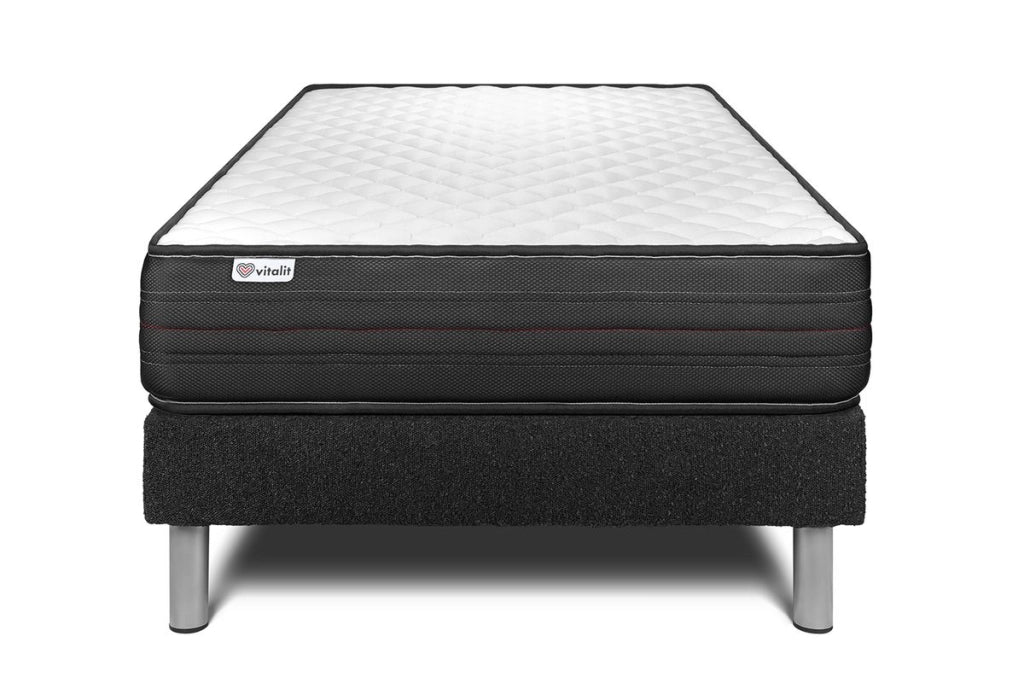 Letto con materasso VITALPOWER 120 x 190 cm Rete Kit Nero
