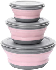 Compartimento portatile 3 pezzi di silicone confezione portatile raccogli frutta per campeggio escursioni cucina all'aperto (rosso)