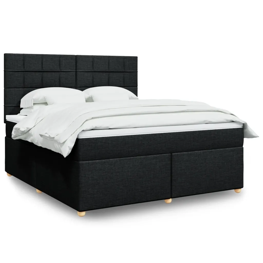 Giroletto a Molle con Materasso Nero 180x200 cm in Tessuto