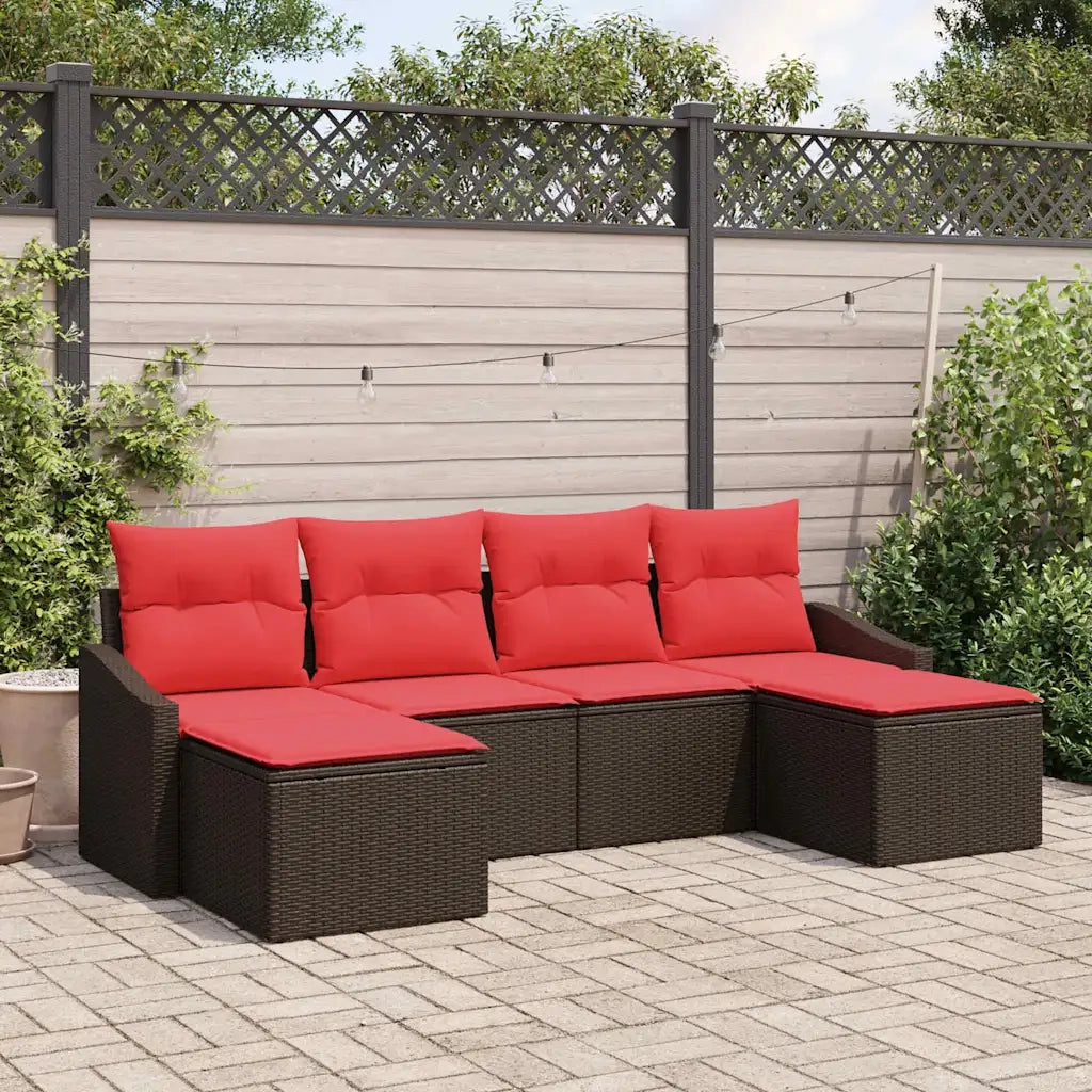Set di divani 6 pz Marrone polyrattan 3346834