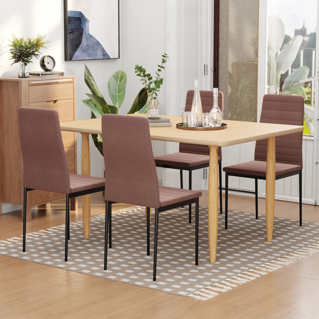 Set 4 Sedie da Pranzo Imbottite ¨C Zephmum ¨C Metallo e Tessuto Cachi