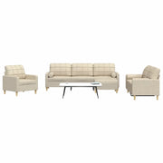 Set Divani 4 pz con Poggiapiedi e Cuscini Crema Tessuto 3278313