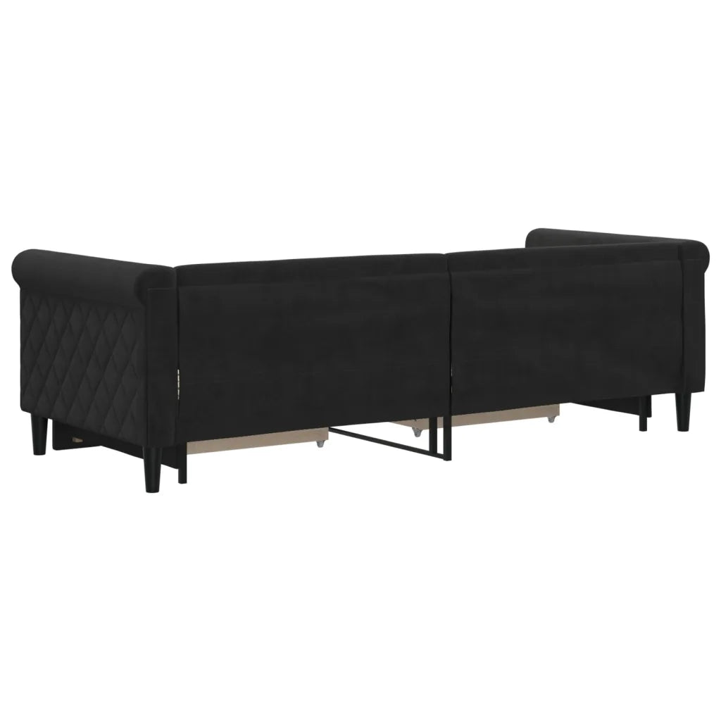 Divano Letto Estraibile con Cassetti-Sofa Letto-Daybed Nero 80x200 cm in Velluto 779247