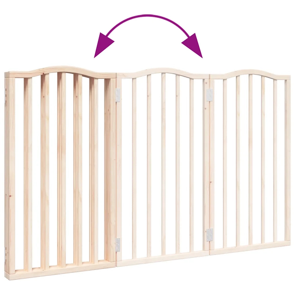 Cancello per Cani Pieghevole 3 Pannelli 150 cm Legno di Pioppo CFW1557962