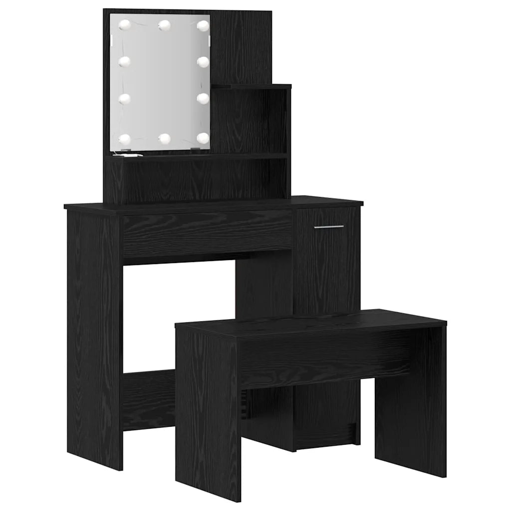 vidaXL Set Tavolo da Trucco Rovere nero 86.5 x 35 x 136 cm