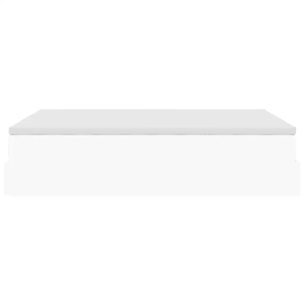 Struttura Letto Pouf con Materasso Bianco 140x200 cm Similpelle 3311042