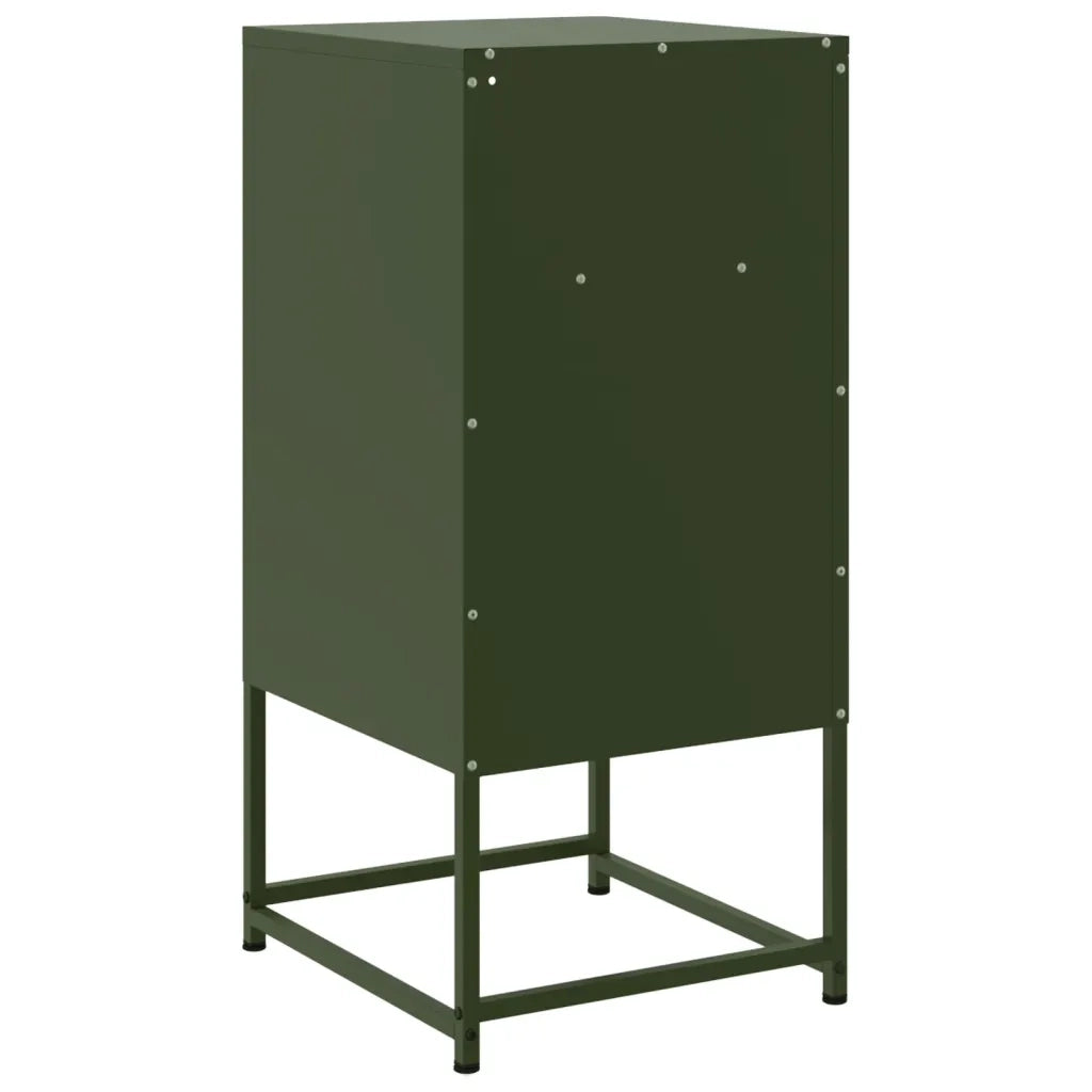 Set di 2 Comodini | Armadio da Notte | Mobiletto da notte Verde Oliva 36x39x78 cm in Acciaio