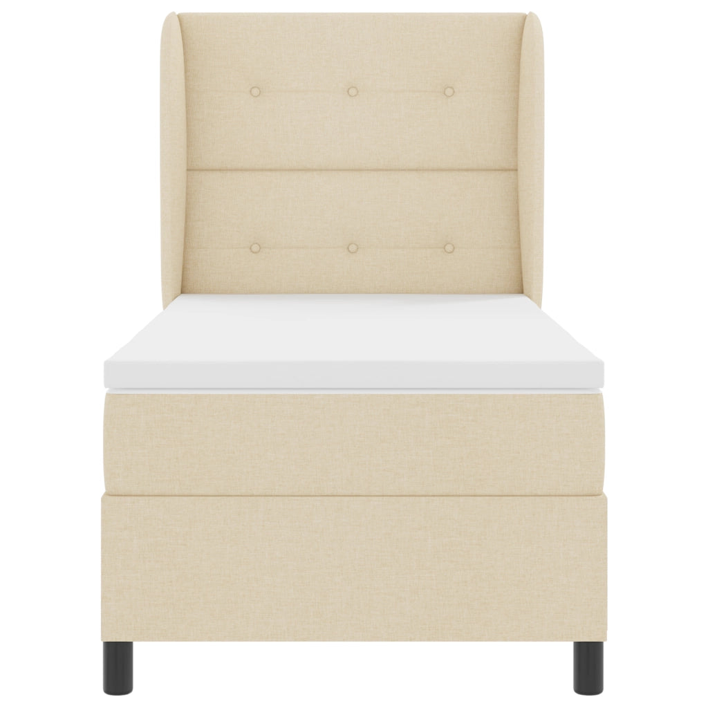 Letto a Box Spring con Materasso in Panna - 100x200 cm Tessuto