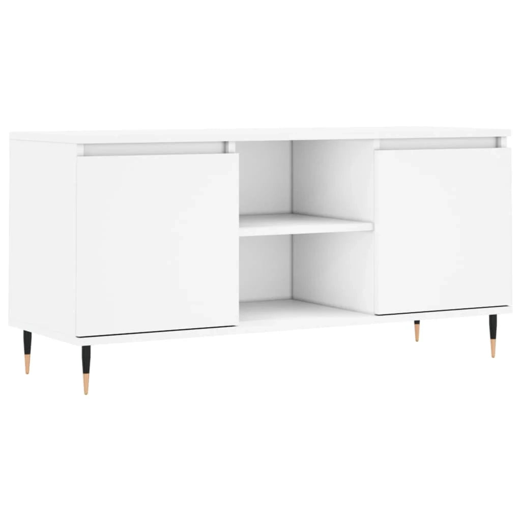 Mobile TV multimediale scaffale TV credenza mobile TV sala da pranzo soggiorno camera da letto 104 x 35 x 50 cm legno ingegnerizzato bianco 02_0025655