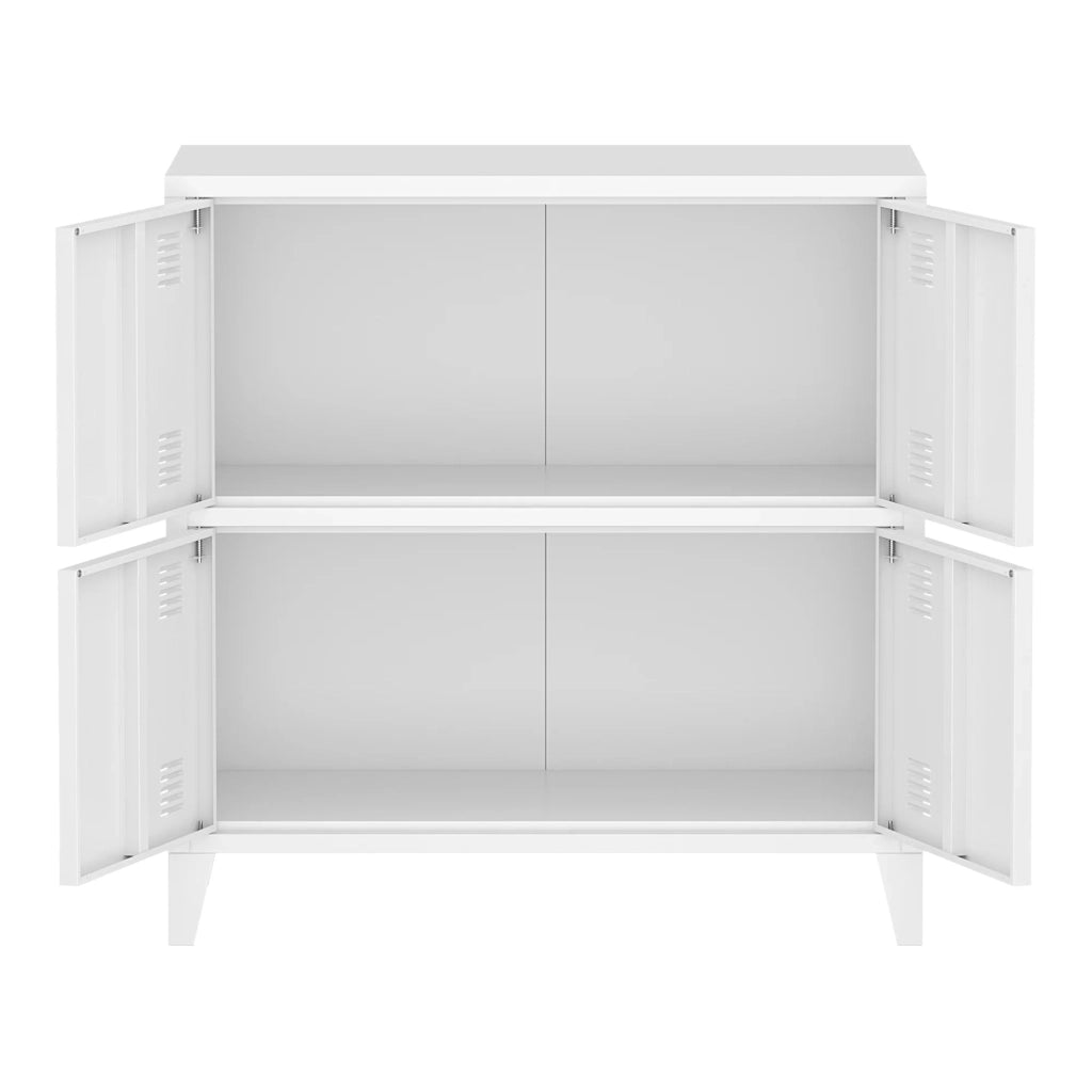 Mobiletto per ufficio mobile contenitore per soggiorno ufficio camera da letto officina metallo 4 ante acciaio 82 x 80 x 40 cm bianco 03_0006326