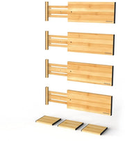 4-set di ripiani estensibili, 12 cm di altezza, estensibili da 31 cm a 45 cm, organizzatore di ripiani per comodini, ripiani estensibili in bambù per cucina, camera da letto, ufficio, bagno