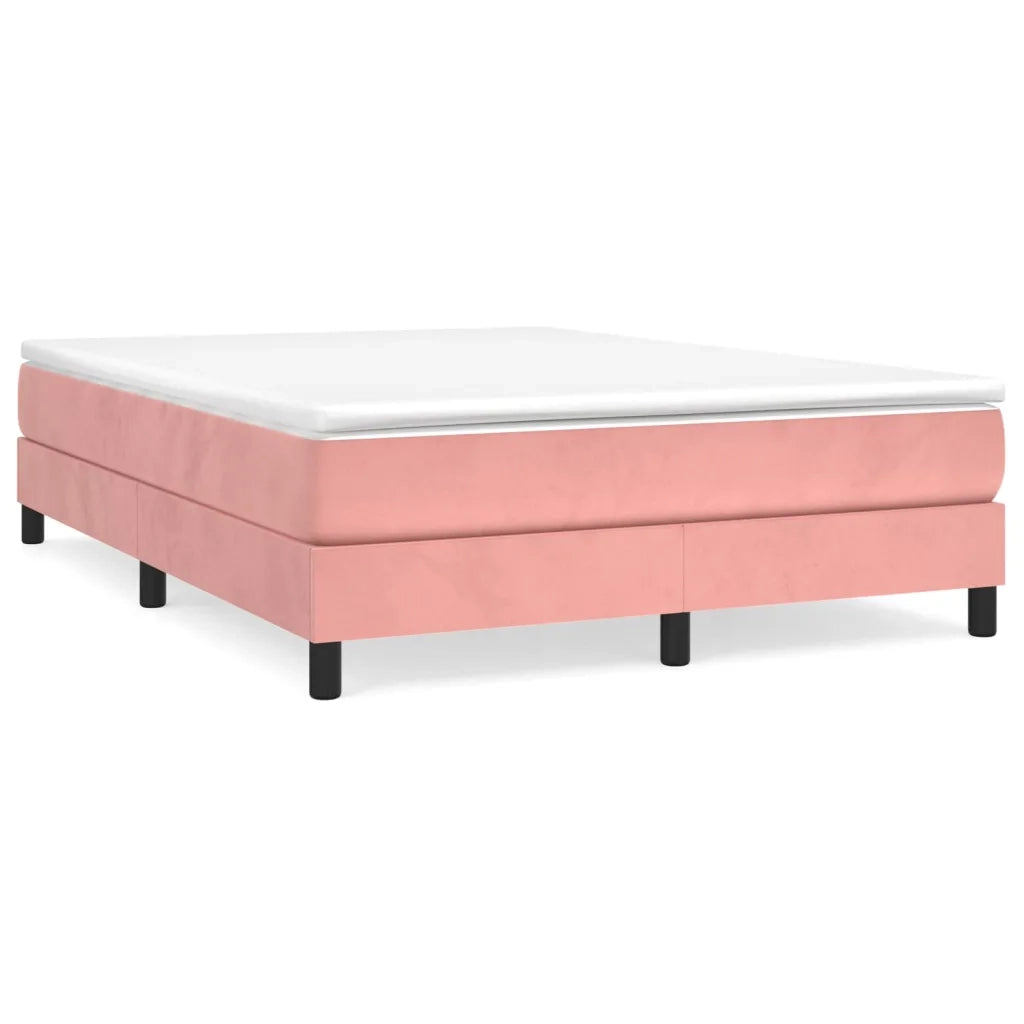 Struttura Letto a Rete a Molle-Giroletto Rosa 140x190 cm in Velluto 863367