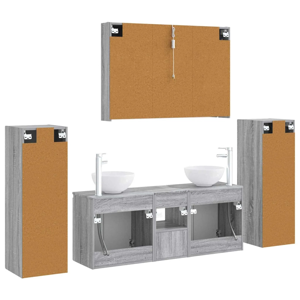 Set di mobili per il bagno 6 pcs Sonoma grigio 3407156