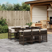 Set da Pranzo da Giardino 7pz con Cuscini in Polyrattan Marrone 3210909