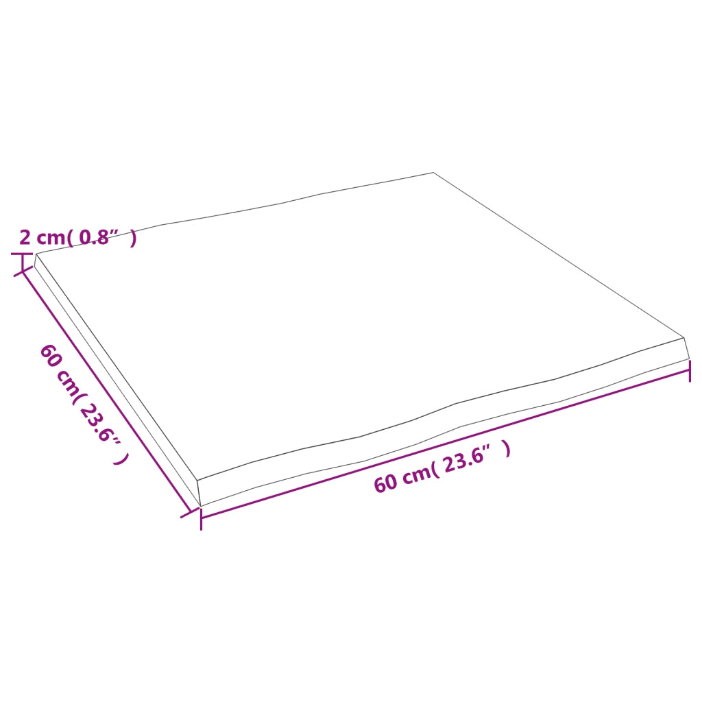 Piano per Tavolo | Superficie Tavolo | Piano Scrivania 60x60x2 cm in Rovere Non Trattato Bordi Vivi