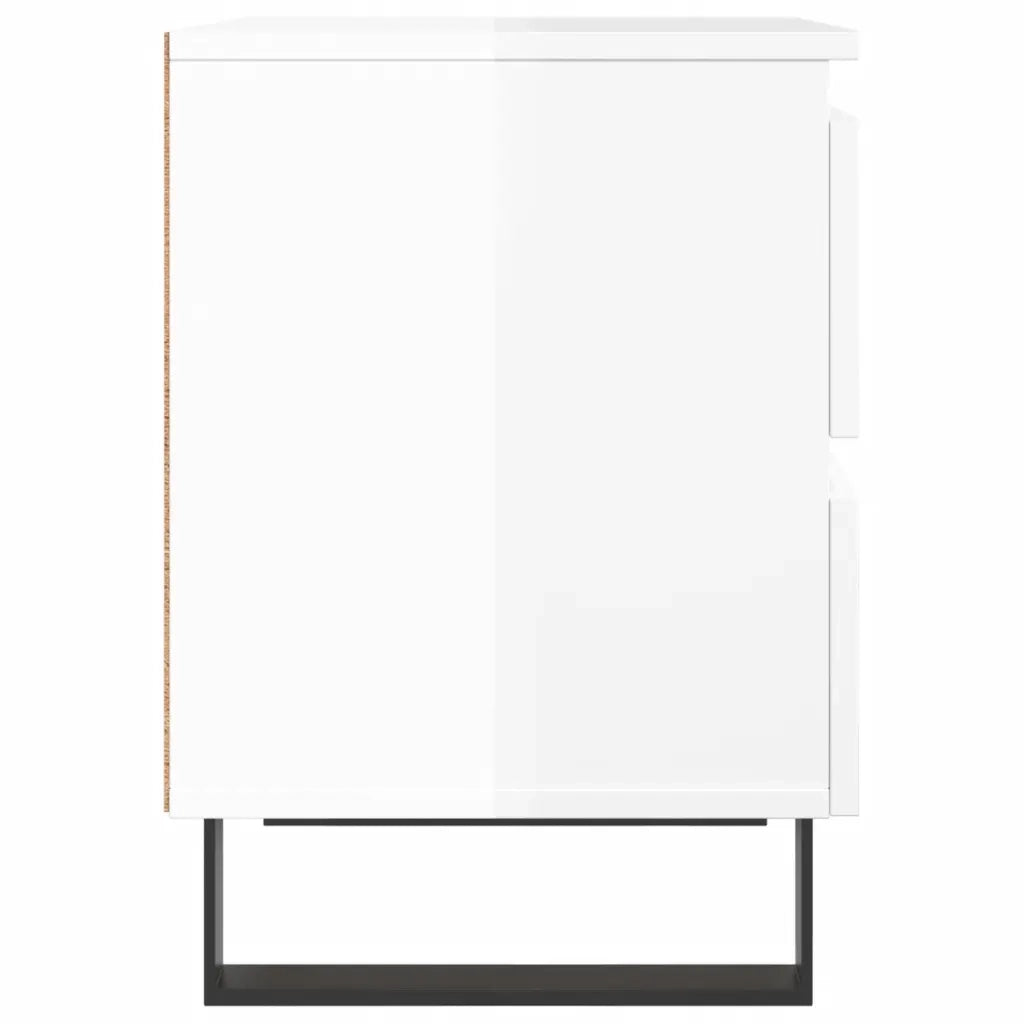 Comodini 2pz Bianco Lucido 40x35x50 cm in Legno Multistrato