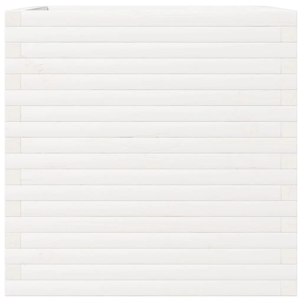 Fioriera da Giardino Bianca 70x70x68,5cm Legno Massello di Pino