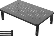 Monitor Elevatore con Regolazione di Altezza - Piastra per Monitor (3 tipi) - Adatto per Monitor PC, Laptop, Stampanti - Massimo 20 kg - Nero Monitor Elevatore