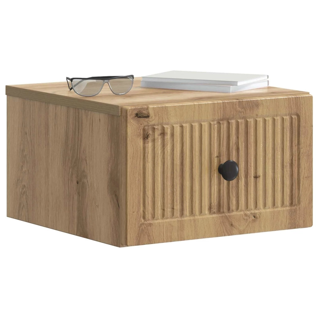 Mobiletto da notte a muro con cassetto 2 pcs Rovere Artigianale 897934