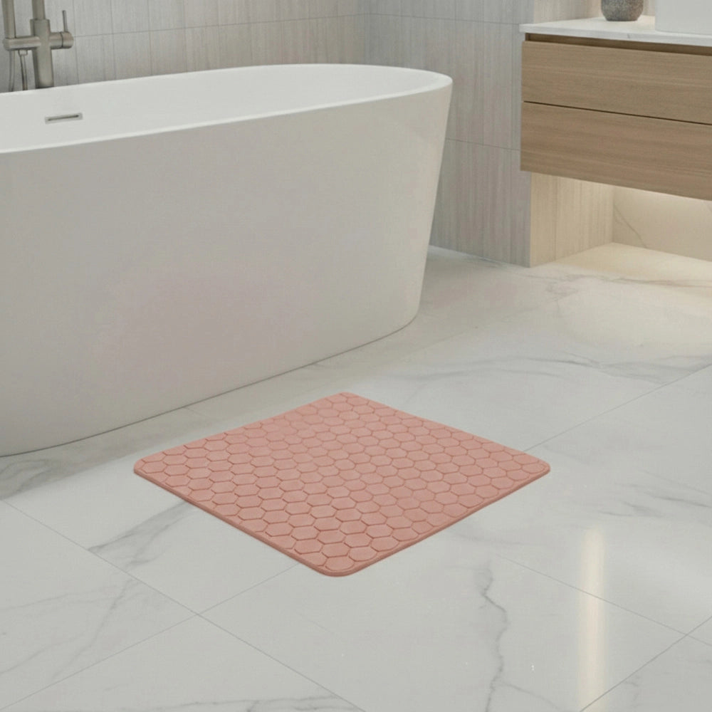 Tappeto bagno antiscivolo rosa 54x54 cm Maia