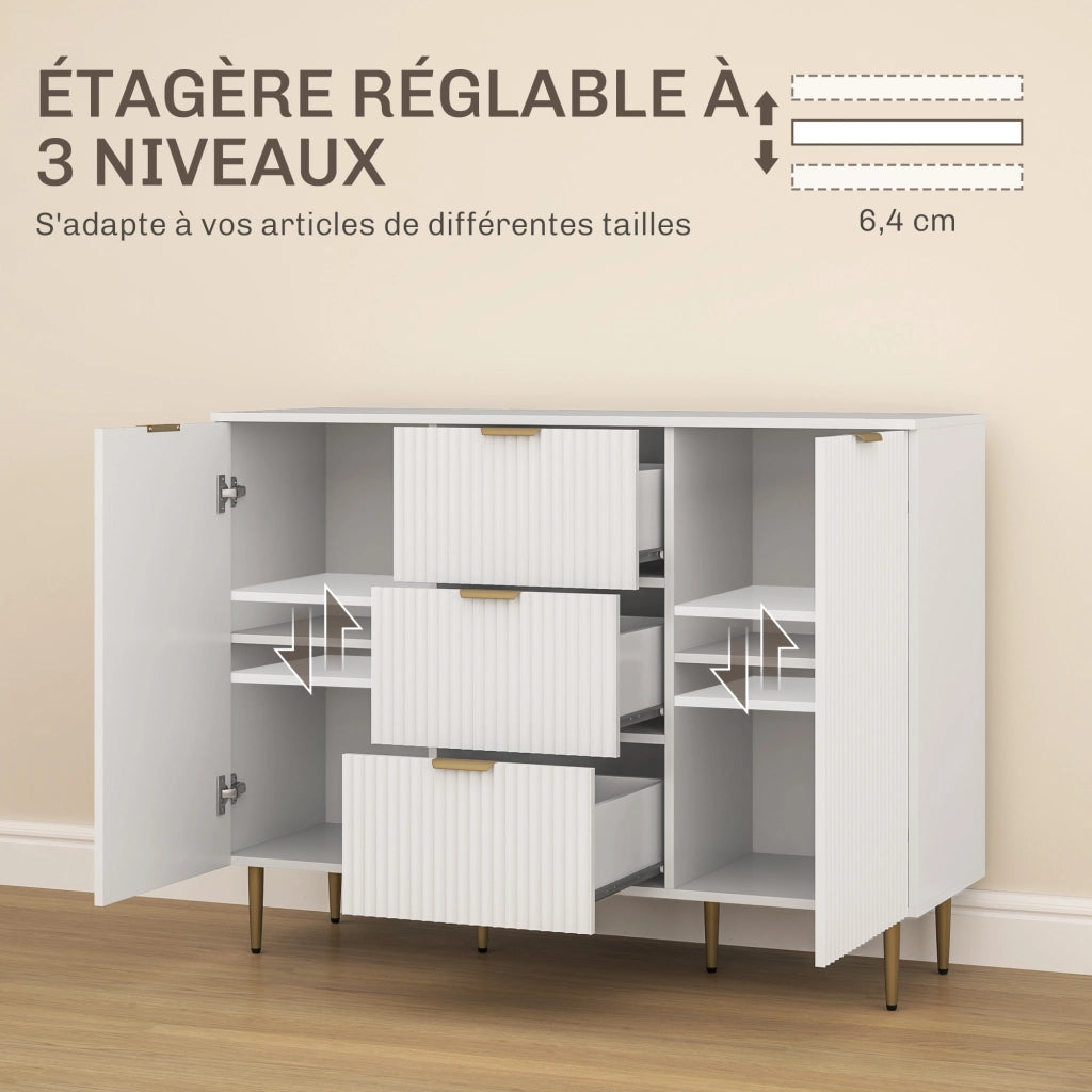 Buffet con 3 cassetti e ante ¨C zephmum ¨C bianco 120x40x90