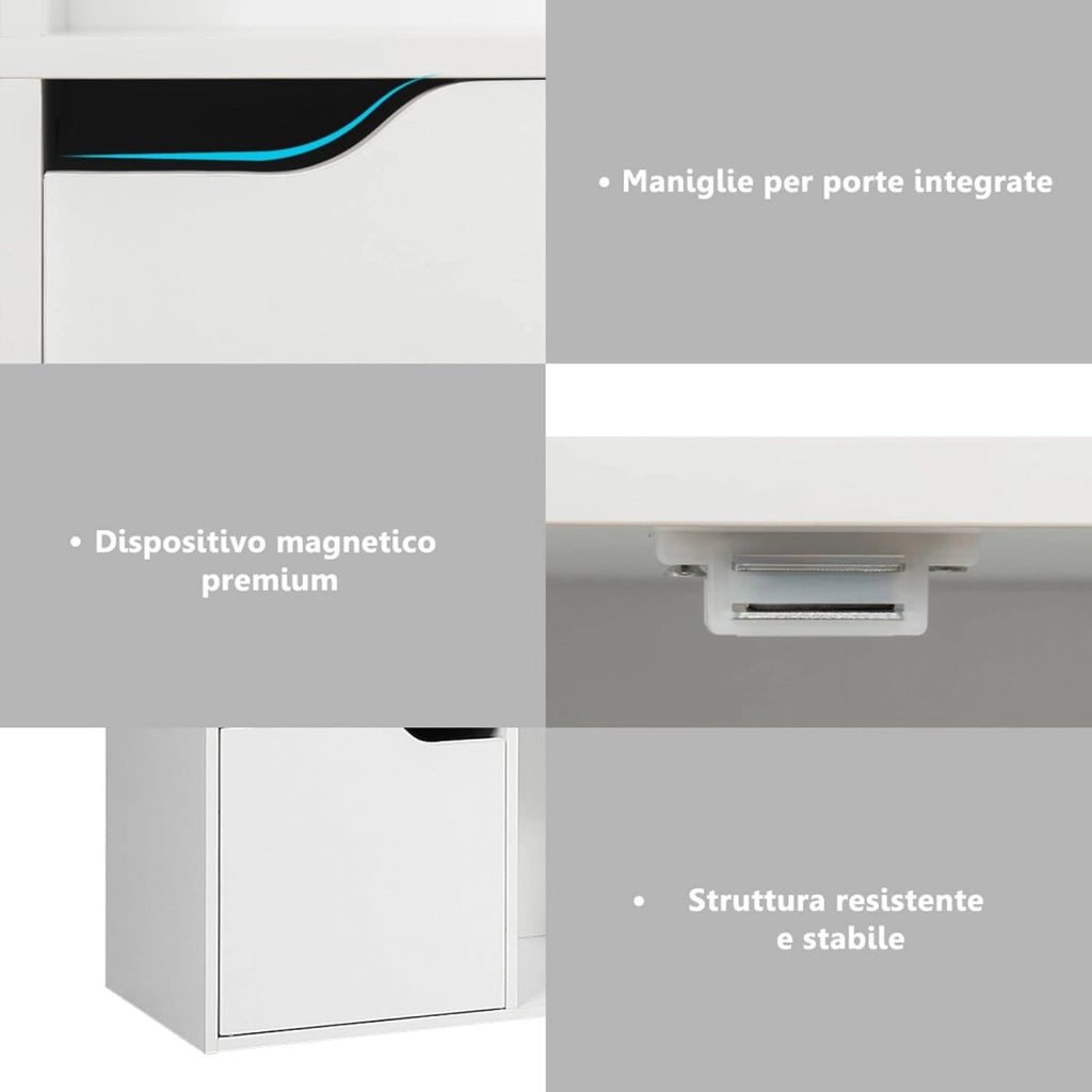 Armadietto Libreria a 3 Livelli con Scomparti, Espositore per Libri e Giocattoli, per Salotto Camera da Letto e Soggiorno 60 x 29 x 90 cm